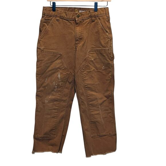 Vintage Carhartt Cropped Double Knee Carpenter Work Pants Size 30 x 32 - Picture 1 of 9